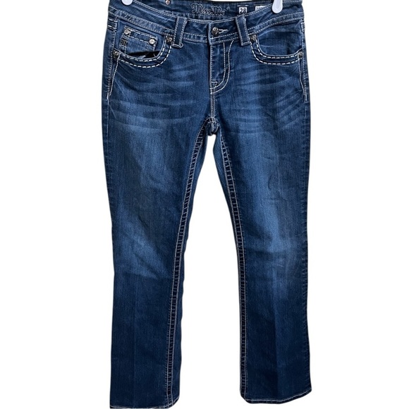 ⭐️SALE Miss Me Embellished Western Easy Boot Cut Jeans Size 28 - Picture 2 of 3